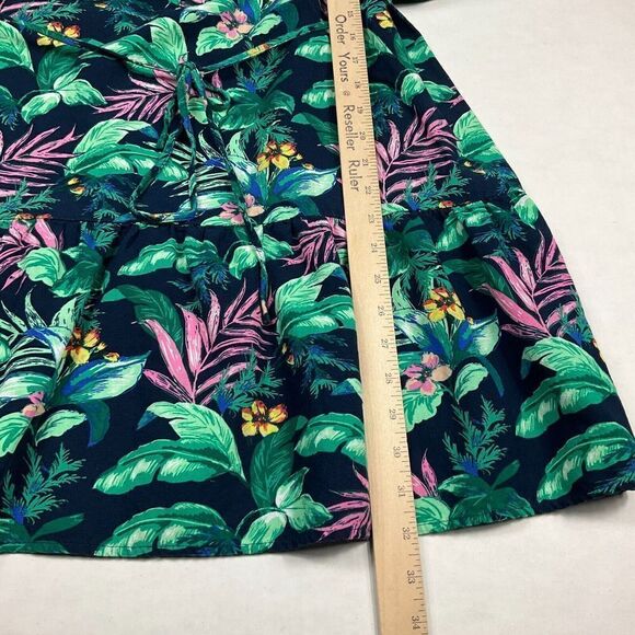 LOFT Linen Blend Shift Dress Floral Tropical Print 3/4 Sleeve Drop Waist Size XS - Picture 6 of 10